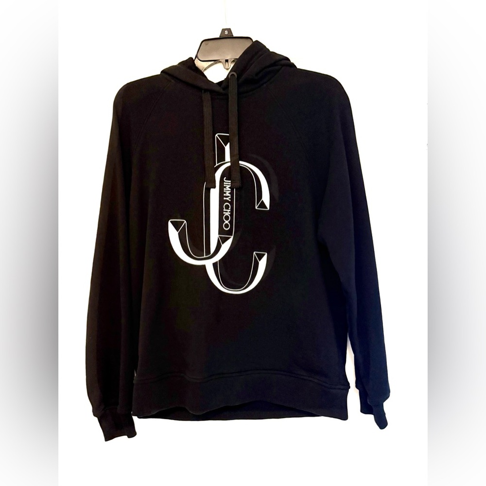 Jimmy Choo Black Hoodie with Iconic Logo.